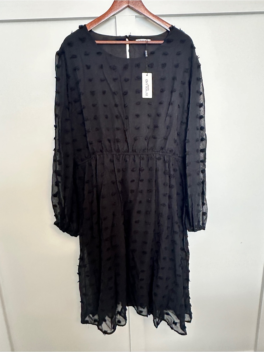 Black Textured Long Sleeve Dress